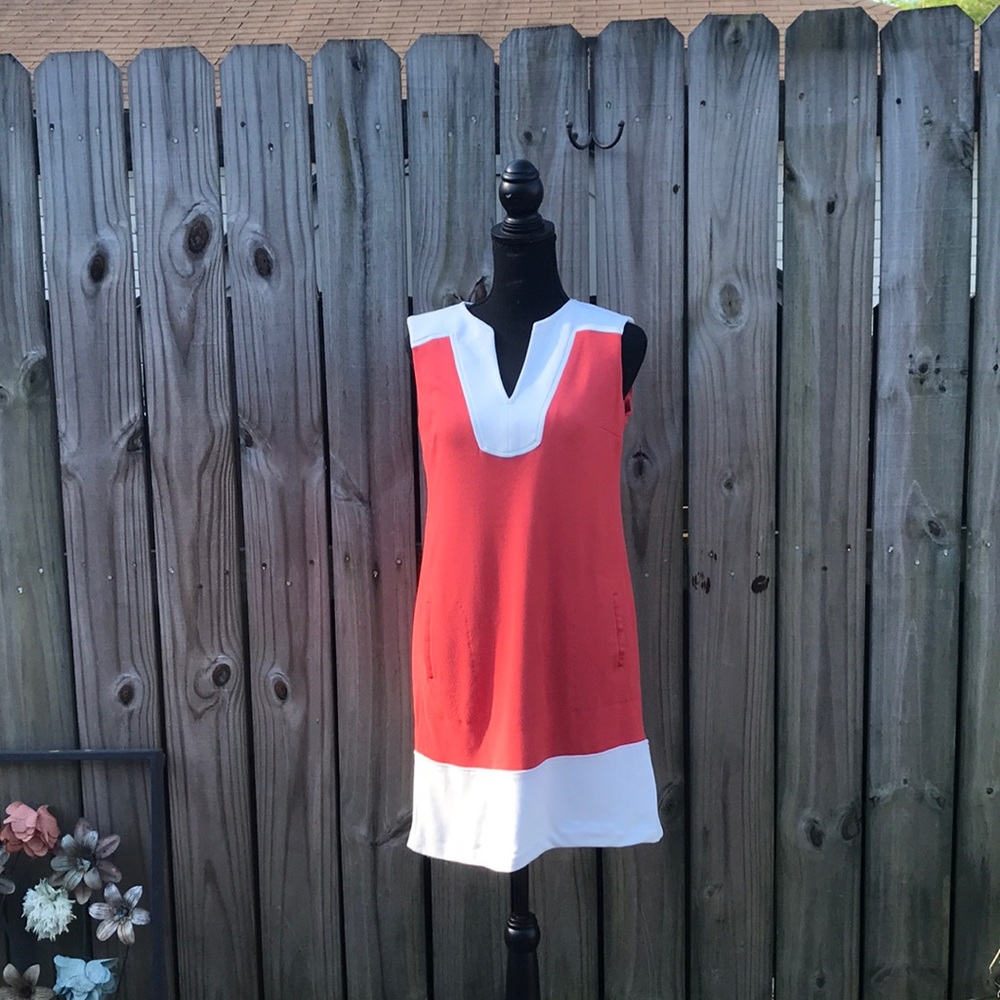 Nine West Cream/Orange Dress - Size 2